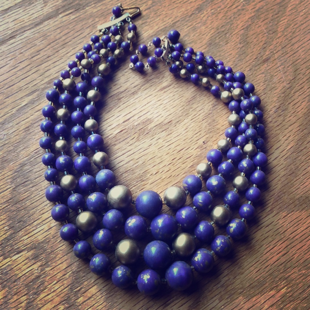 Vintage Four Strand Beaded Necklace Japan